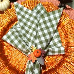 Thanksgiving napkins and Rings  handmade.